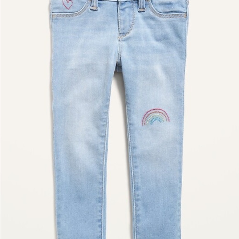 Old Navy Light Blue Denim Ballerina Skinny Jean with Rainbow Embroidery
